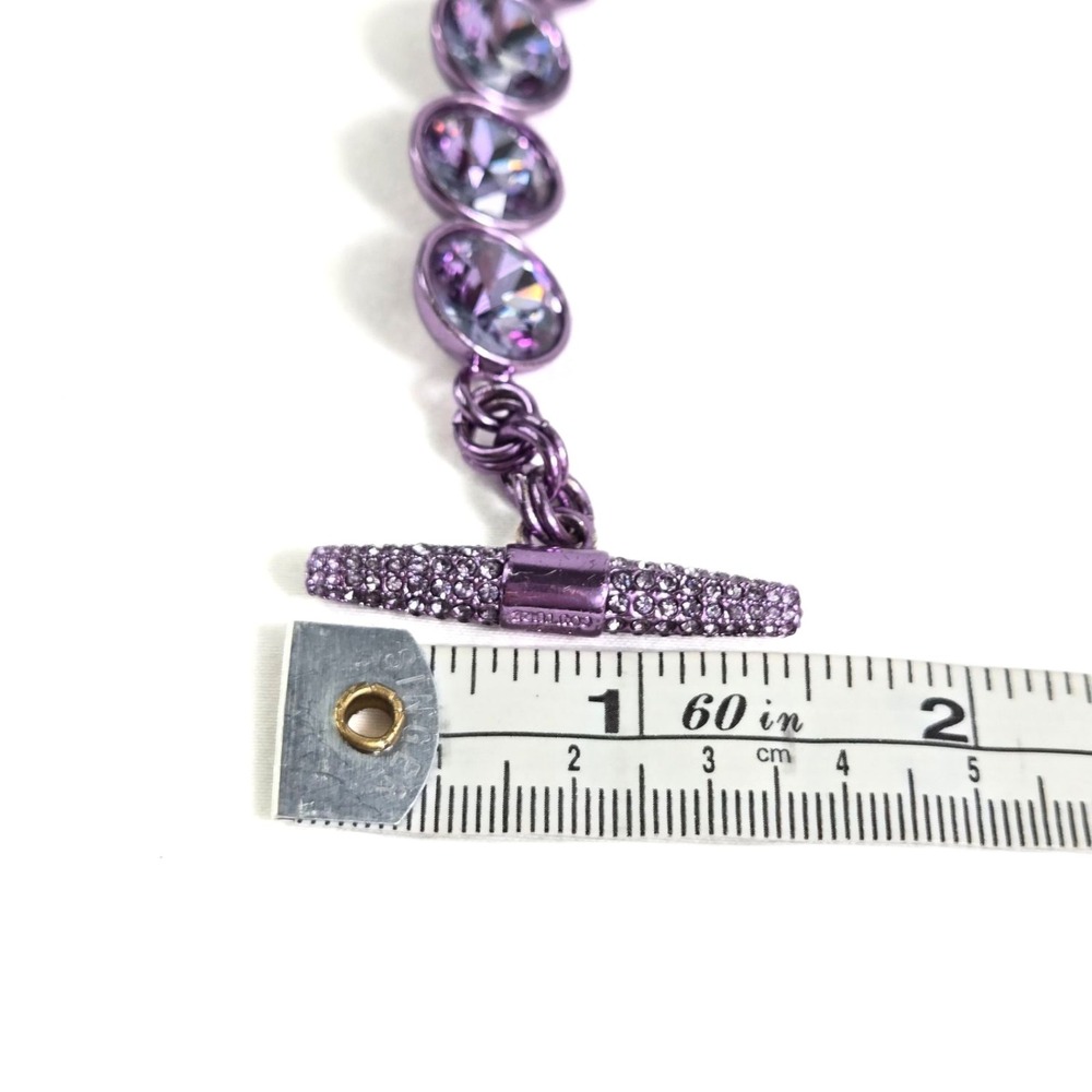 Juicy Couture Purple Gumdrop Round Crystal Pave Rhinestone‎ Toggle Bracelet 7" - Picture 16 of 16